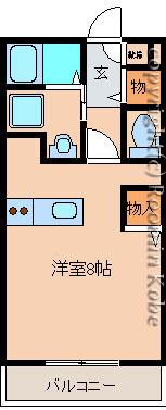 コンフォート小山B(ワンルーム/1階)の間取り写真