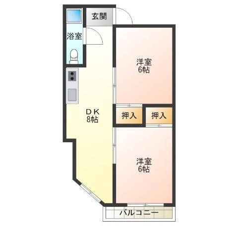 RIZEONE天神ノ森レジデンス(2DK/2階)の間取り写真