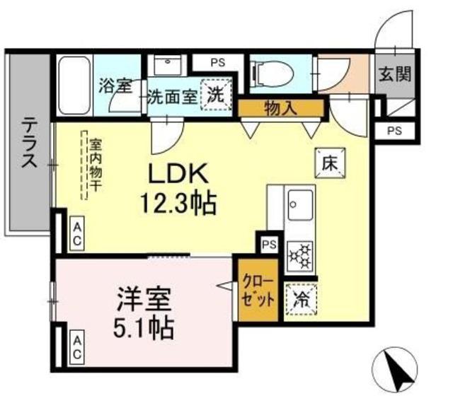 セレスティア桜上水(1LDK/1階)の間取り写真
