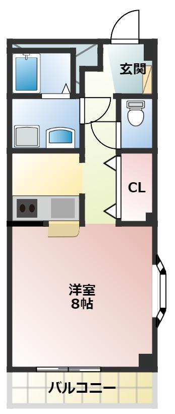 ウイングコート東小田原B(1K/1階)の間取り写真