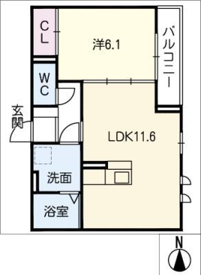 KSAVENUE(1LDK/3階)の間取り写真