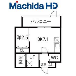 大浜北町シーエム・シス(1DK/3階)の間取り写真