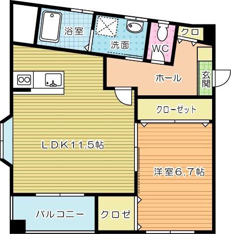 アンビエンス小倉駅前(1LDK/7階)の間取り写真