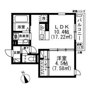 ソレイユ調布(1LDK/2階)の間取り写真