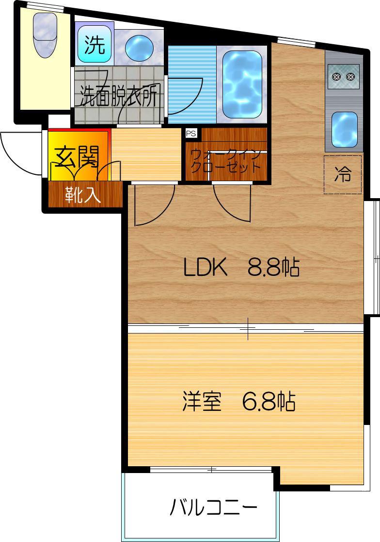 カーサグラシア(1LDK/2階)の間取り写真