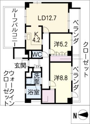 プライムメゾン御器所(2LDK/6階)の間取り写真