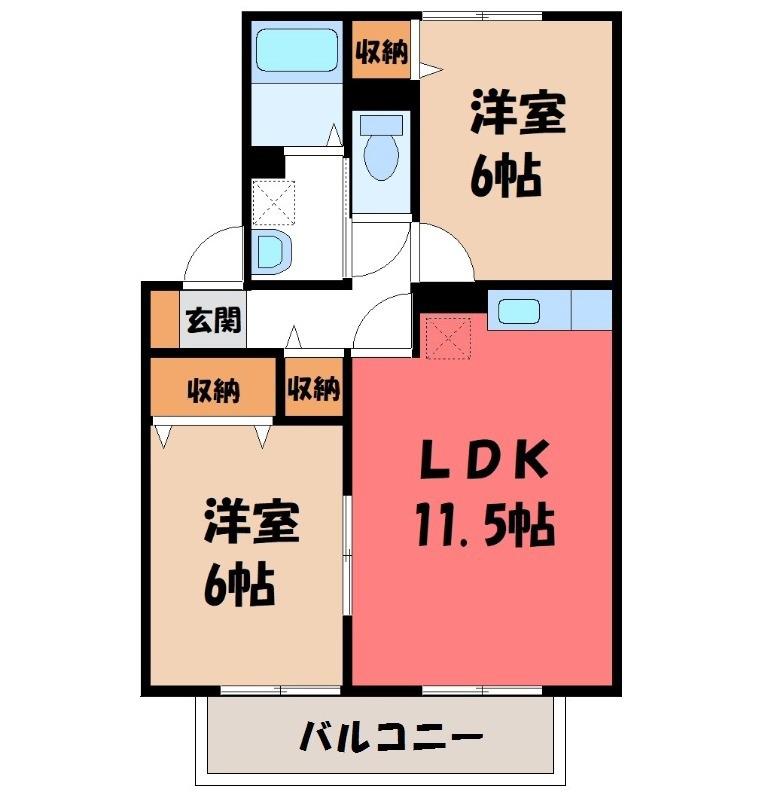 ファミールA(2LDK/2階)の間取り写真