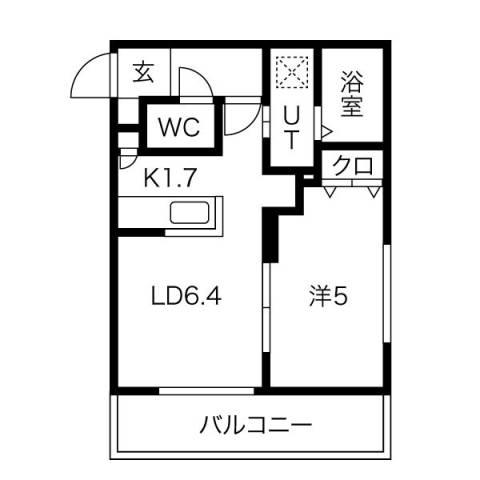 EーTOWN平岸(1LDK/3階)の間取り写真