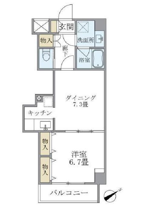 イーストコート平野(1DK/4階)の間取り写真