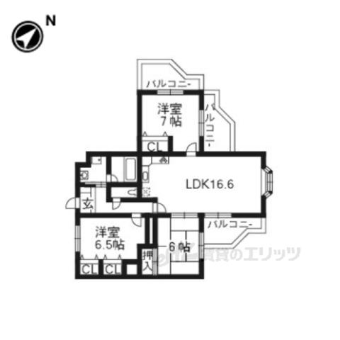 GRAN PINO伏見桃山(3LDK/2階)の間取り写真
