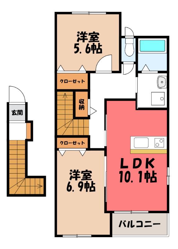 アイリス(2LDK/2階)の間取り写真