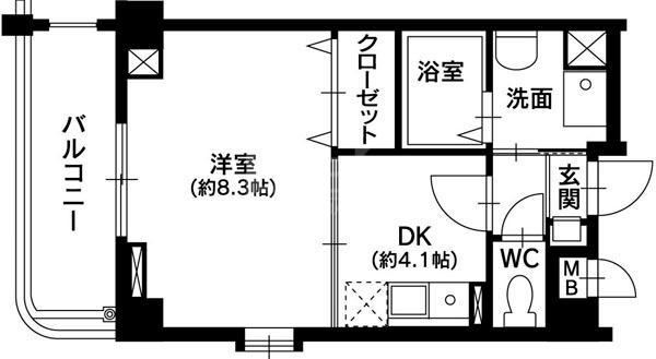 産照ビル(1DK/5階)の間取り写真