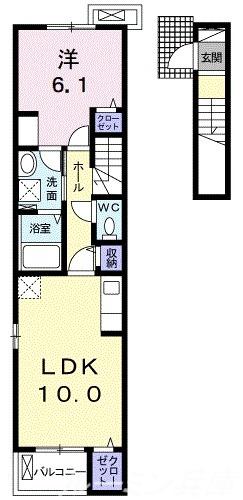 ラグランヴィータ小野I(1LDK/2階)の間取り写真