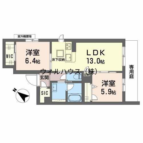 PLAISIR RAFFINE(2LDK/1階)の間取り写真
