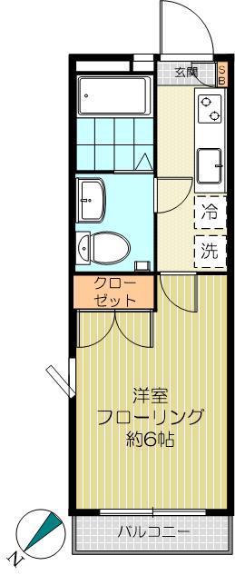 エヌエフ喜久井町(1K/2階)の間取り写真