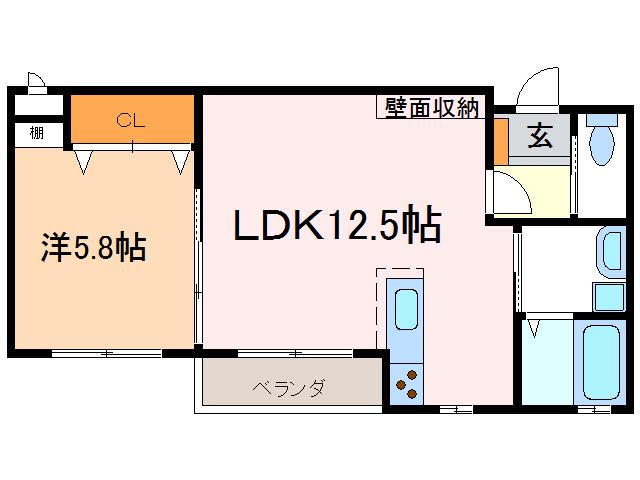 ルカーノ藤が丘(1LDK/3階)の間取り写真