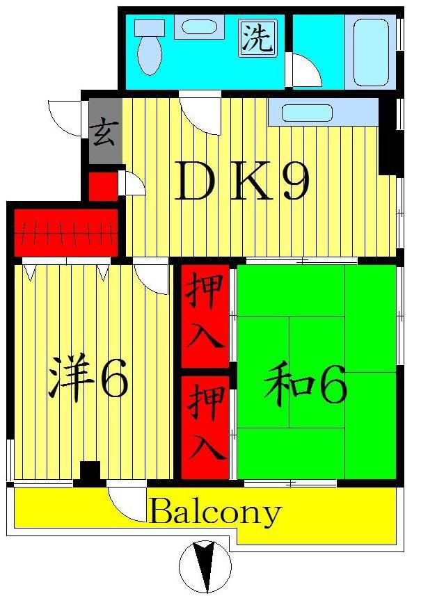 MIRARK(2DK/2階)の間取り写真