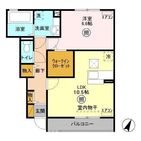 レジデンスMIYABI A(1LDK/1階)の間取り写真