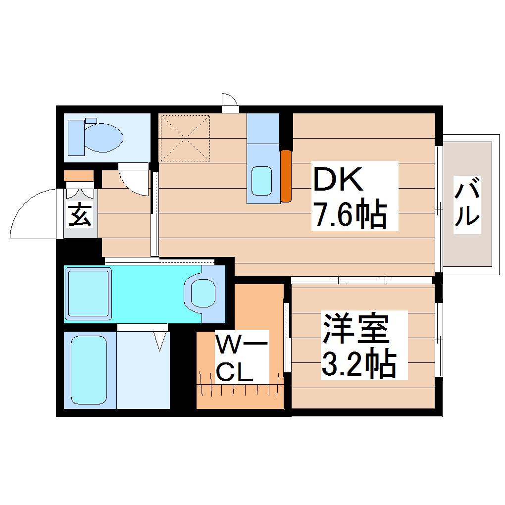 エクセル・II(1DK/1階)の間取り写真