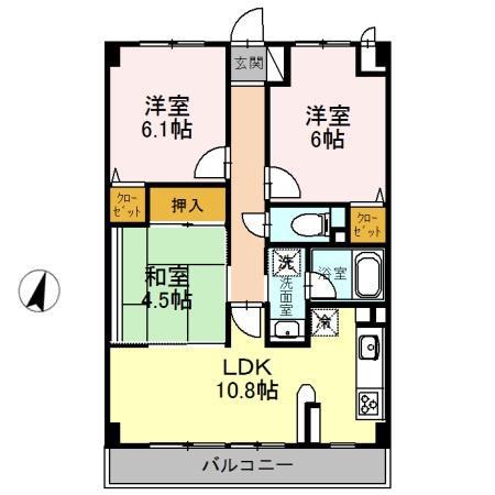 フレア・ブローリー(3LDK/1階)の間取り写真