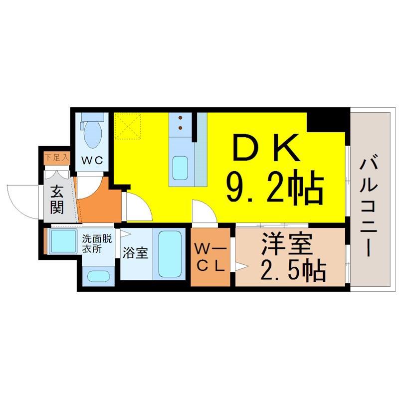 エステムコート名古屋新栄IIアリーナ(1DK/3階)の間取り写真