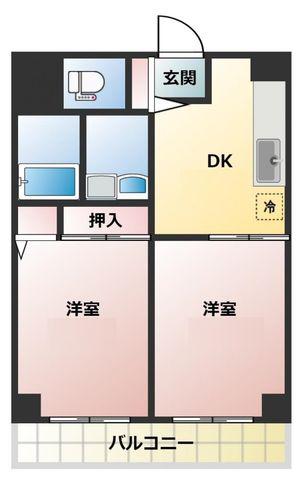 エクレール東林間2番館(2DK/3階)の間取り写真