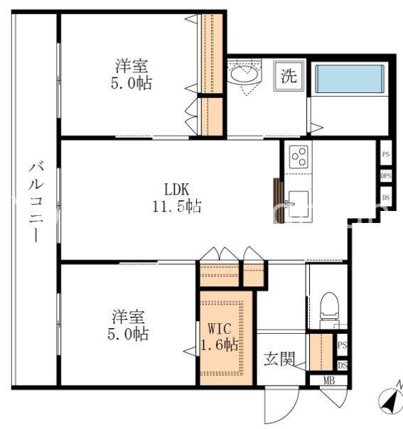 RIVA SAKURAGAOKA(2LDK/2階)の間取り写真