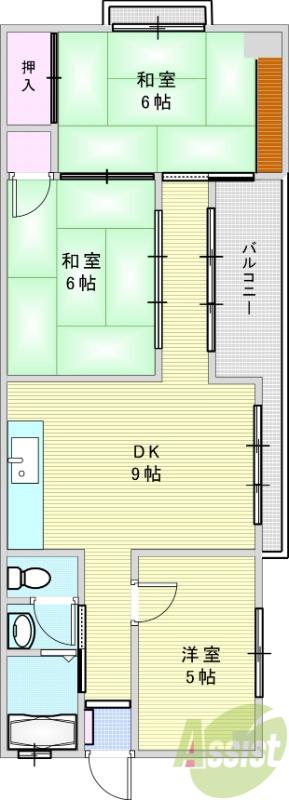 リヴェール瀬川(3DK/5階)の間取り写真