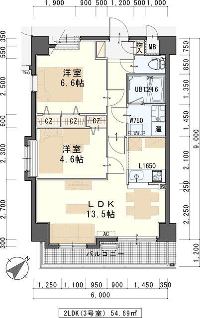 しゃとれ利府(2LDK/2階)の間取り写真