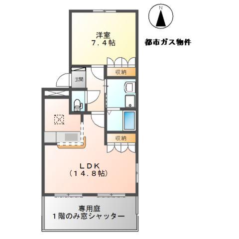 エスポア向山南(1LDK/1階)の間取り写真