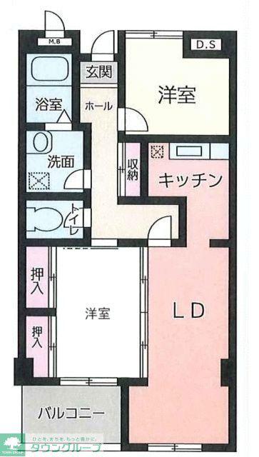 ハタノ第2ビル(2LDK/3階)の間取り写真