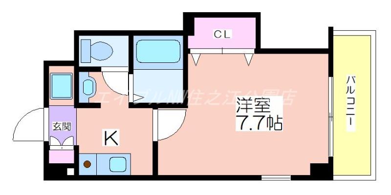 Mプラザ住吉公園壱番館(1K/6階)の間取り写真