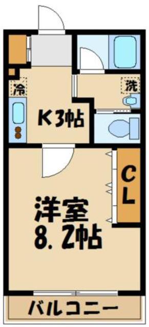 カーサドマーニ(1K/2階)の間取り写真