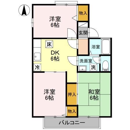 セジュールグランデI(3DK/1階)の間取り写真