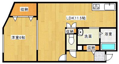 コーポまきのB(1LDK/1階)の間取り写真