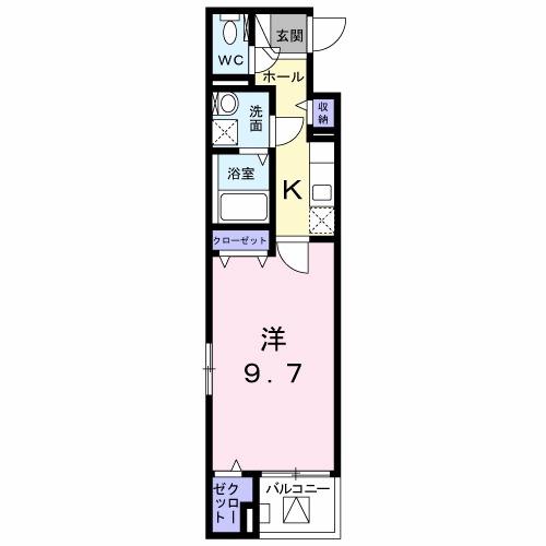 グランシャテーネ(1K/5階)の間取り写真