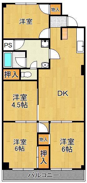 田町ビル(4LDK/6階)の間取り写真