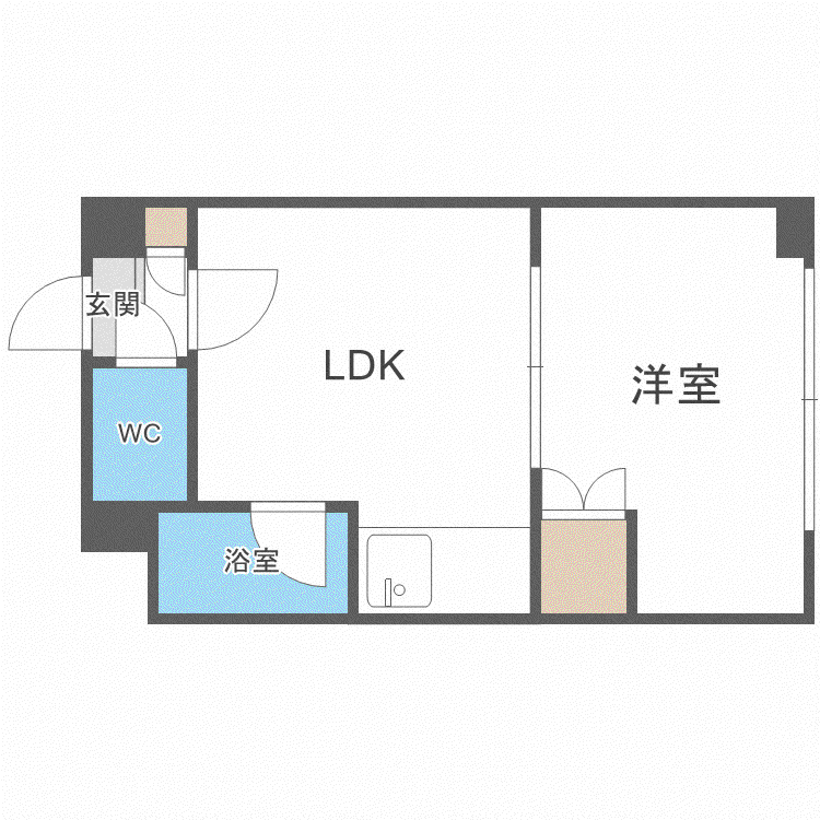 サニープレイス北21東12(1DK/2階)の間取り写真
