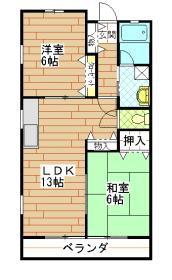 メゾン・うらら(2LDK/1階)の間取り写真