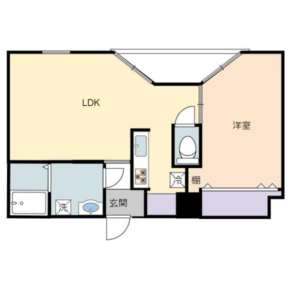 フォンテーヌ金亀(1LDK/4階)の間取り写真