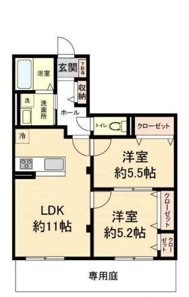 ガーデンハイム鳳(2LDK/1階)の間取り写真
