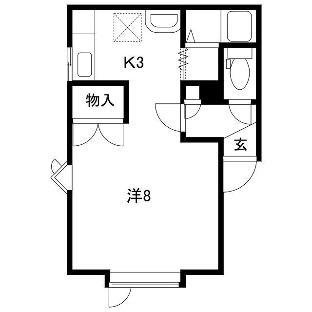 エオーブ平岸(1K/1階)の間取り写真