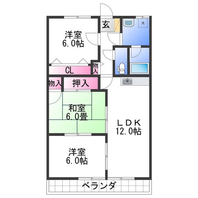 カサ・デ・わさII(3LDK/3階)の間取り写真