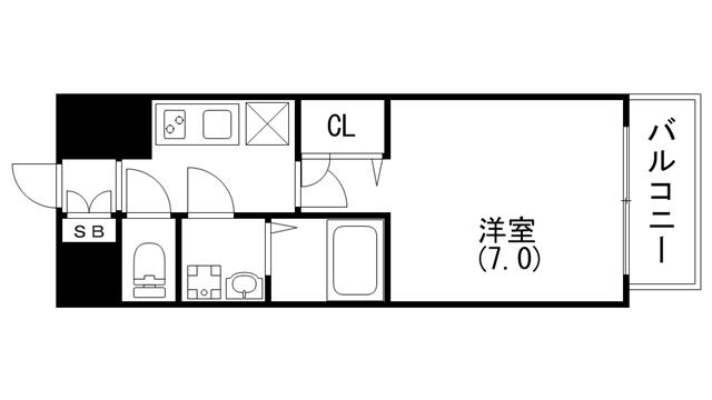 エスリード神戸元町ヒルズ(1K/7階)の間取り写真