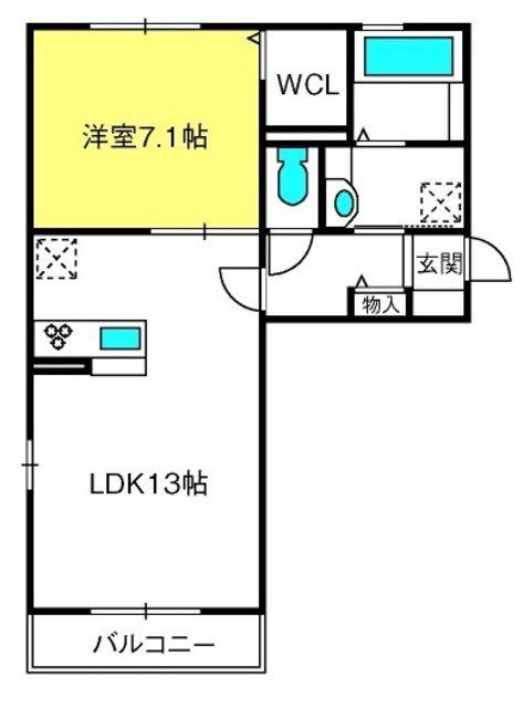エターナルジョイ(1LDK/2階)の間取り写真
