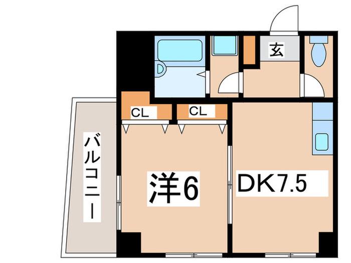 アルコバレーノ(1DK/5階)の間取り写真