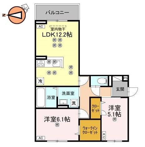 フィオーレガーデン北田宮 B(2LDK/3階)の間取り写真