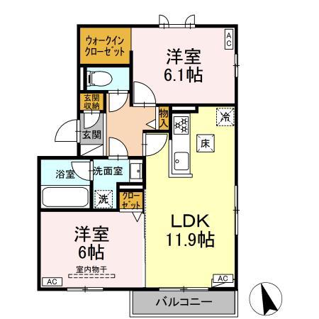 SHYMPATHIQUE(2LDK/1階)の間取り写真