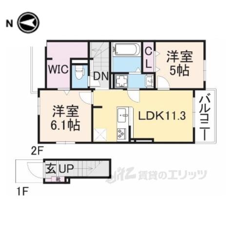 アンジュヴェール2(2LDK/2階)の間取り写真