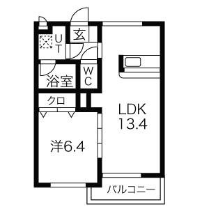 グレースコート神戸(1LDK/3階)の間取り写真